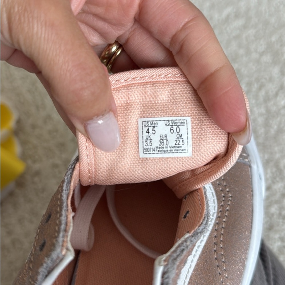 Vans Metallic Bronze and White Women's Sneakers - Picture 5 of 7